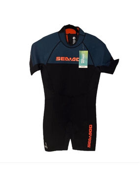 Sea-Doo 3 mm Neoprene Escape Shorty Wetsuit Black & Teal Blue Size Men 3XL